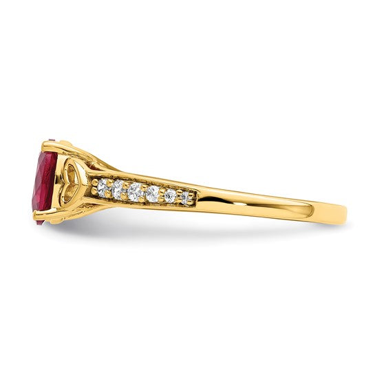 14k Gold Side Hearts Ruby and Diamond Ring- Sparkle & Jade-SparkleAndJade.com RM8432-RU-100-YA