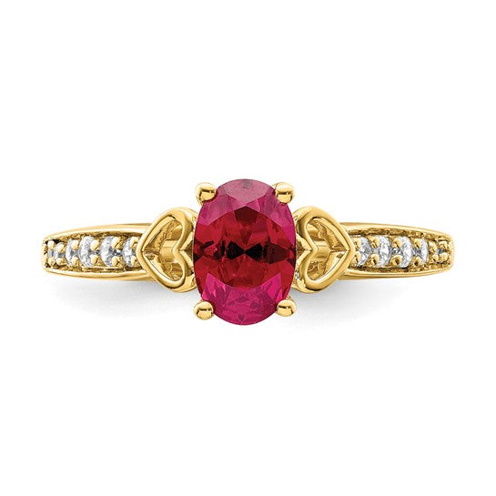 14k Gold Side Hearts Ruby and Diamond Ring- Sparkle & Jade-SparkleAndJade.com RM8432-RU-100-YA