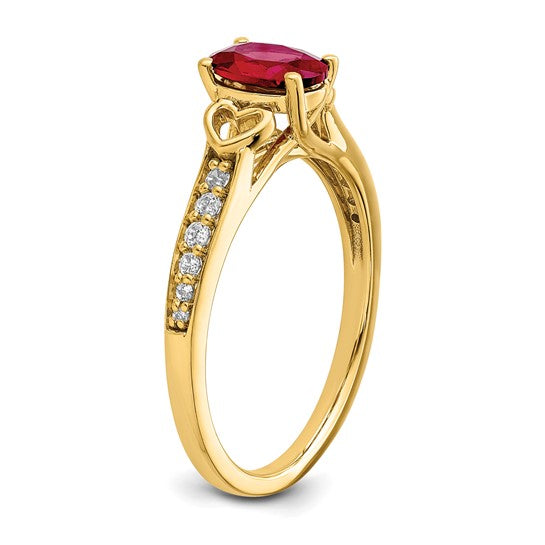 14k Gold Side Hearts Ruby and Diamond Ring- Sparkle & Jade-SparkleAndJade.com RM8432-RU-100-YA