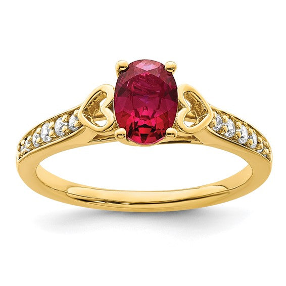 14k Gold Side Hearts Ruby and Diamond Ring- Sparkle & Jade-SparkleAndJade.com RM8432-RU-100-YA