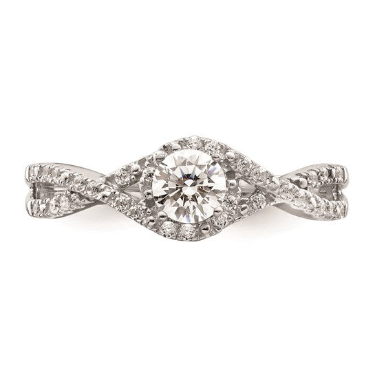 14k White Gold Criss-Cross 1/2 CTW Diamond Complete Engagement Ring- Sparkle & Jade-SparkleAndJade.com RM8867E-033-CWAA