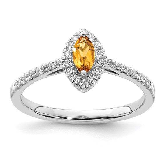 14K White Gold Lab Grown Diamond and Marquise Gemstone Rings- Sparkle & Jade-SparkleAndJade.com RM9355-CI-020-WLG