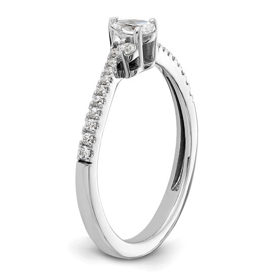 14k White Gold Pear Center Diamond Complete Promise Engagement Ring- Sparkle & Jade-SparkleAndJade.com RM9580E-036-CWAA