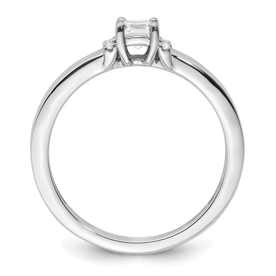 14k White Gold Cushion Center Diamond Complete Promise / Engagement Ring- Sparkle & Jade-SparkleAndJade.com RM9586E-034-CWAA