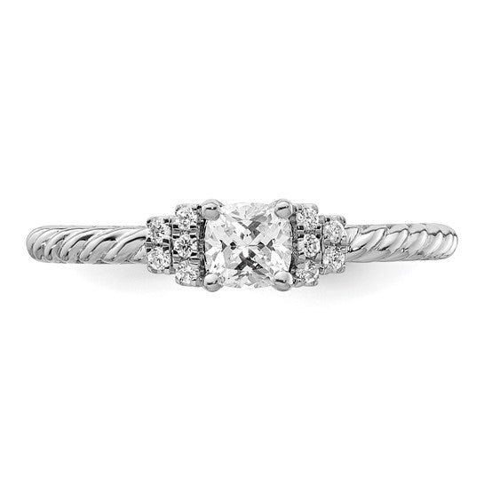 14k White Gold Cushion Center Diamond Complete Promise / Engagement Ring- Sparkle & Jade-SparkleAndJade.com RM9611E-036-CWAA