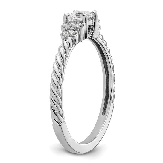 14k White Gold Cushion Center Diamond Complete Promise / Engagement Ring- Sparkle & Jade-SparkleAndJade.com RM9611E-036-CWAA