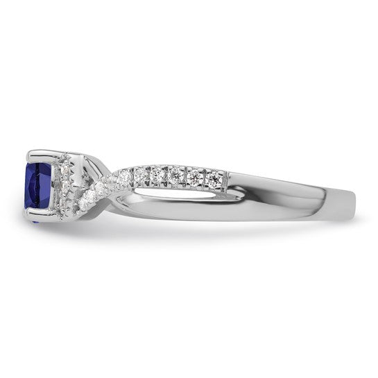 10k White Gold Created Blue Sapphire and Lab Grown Diamond Promise Ring- Sparkle & Jade-SparkleAndJade.com RM9802-CS-050-0WLG