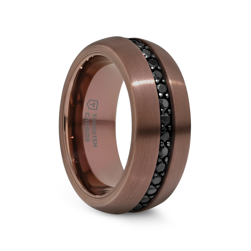 Thorsten ARTEMIS Espresso Tungsten Carbide Ring with Black Sapphires - 8mm- Sparkle & Jade-SparkleAndJade.com 