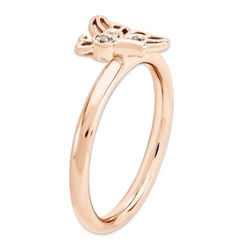Rose Gold Sterling Silver Stackable Expressions Diamond Butterfly Ring- Sparkle & Jade-SparkleAndJade.com 