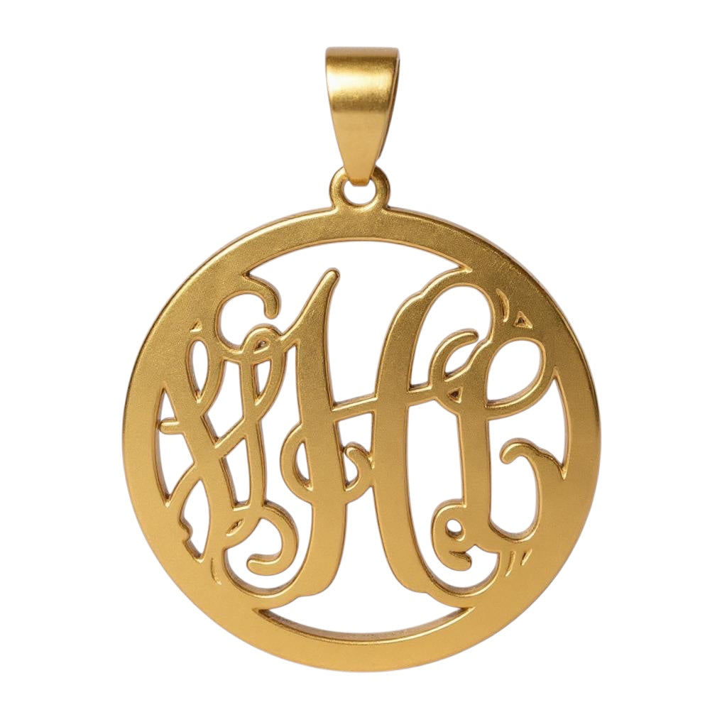 Round .018 Gauge Monogram Pendant - Sterling Silver or Solid Gold- Sparkle & Jade-SparkleAndJade.com 