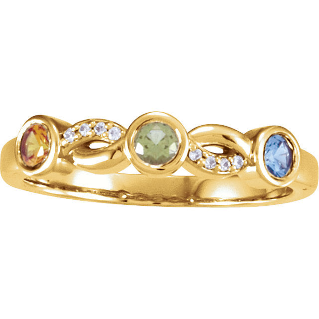 Round Bezel Set Diamond Accented Infinity Mother's Family Birthstone Ring- Sparkle & Jade-SparkleAndJade.com 