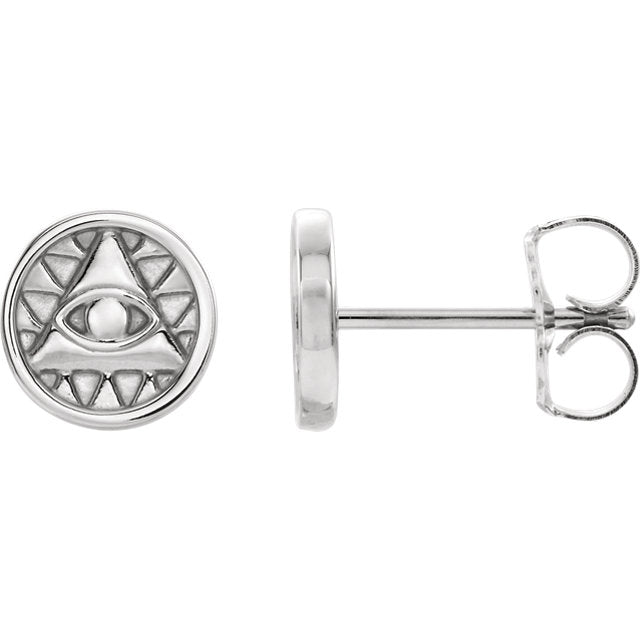 Round Eye of Providence Earrings - Sterling Silver or 14k Gold- Sparkle & Jade-SparkleAndJade.com 87026