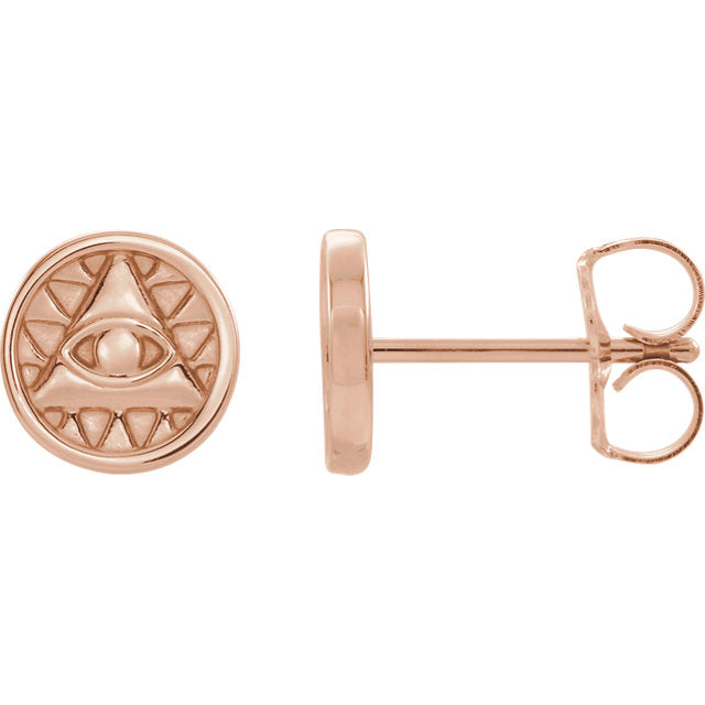 Round Eye of Providence Earrings - Sterling Silver or 14k Gold