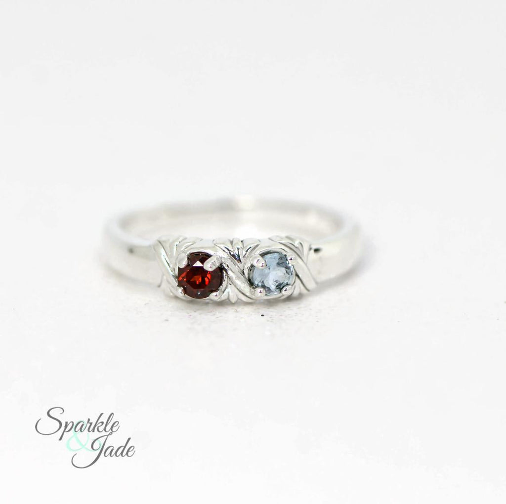 Round Mother's Family Birthstone Ring- Sparkle & Jade-SparkleAndJade.com 