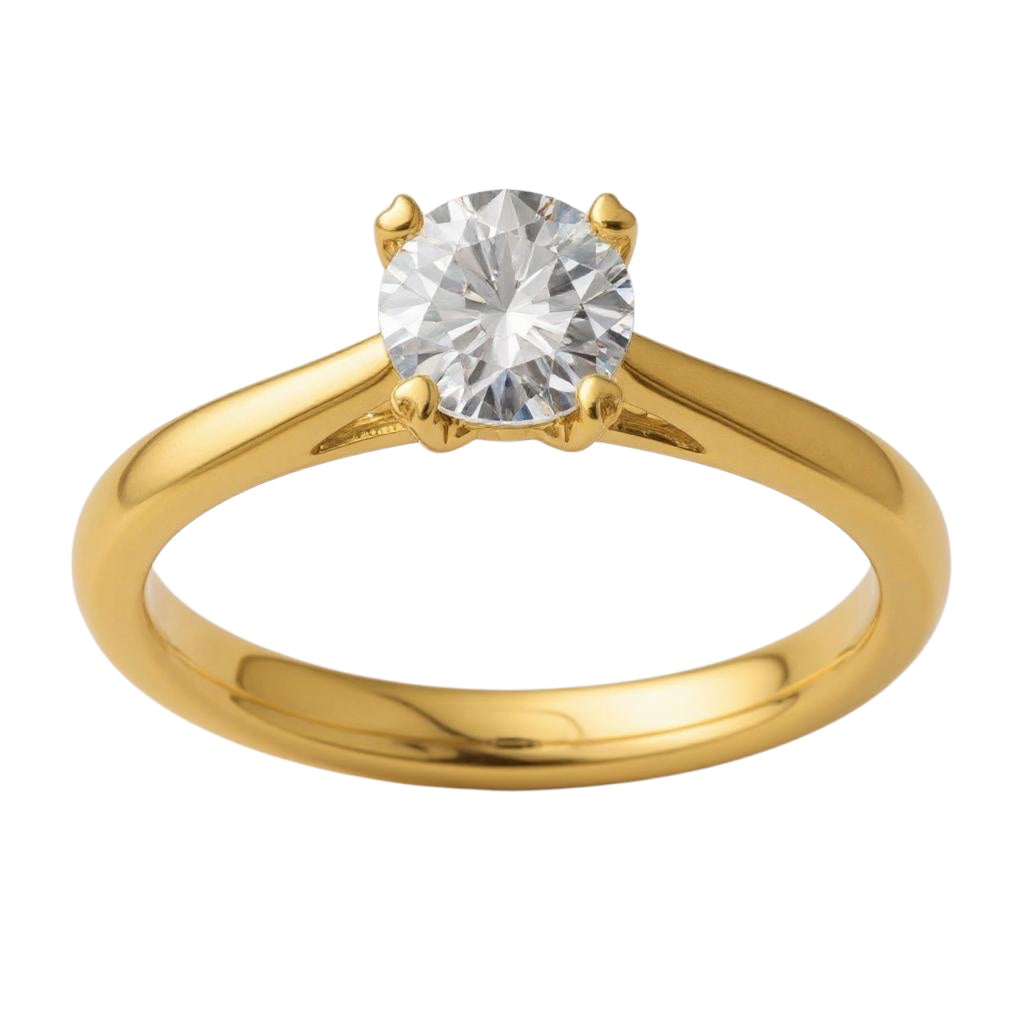 14k Yellow Gold 1/2 Ct Round VS/SI, D E F, True Origin Lab Grown Diamond Solitaire Engagement Ring- Sparkle & Jade-SparkleAndJade.com 