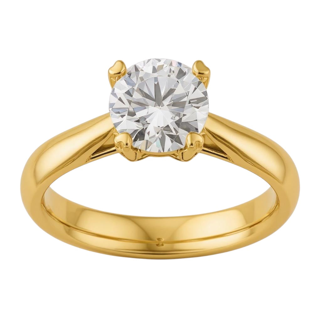True Origin 14k Gold 1 CT Round VS/SI, GH Certified Lab Grown Diamond Solitaire Engagement Ring- Sparkle & Jade-SparkleAndJade.com 