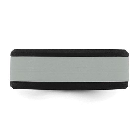 Silicone Black with Removable Grey Center 8mm Band- Sparkle & Jade-SparkleAndJade.com 