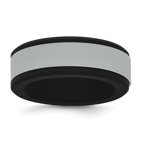 Silicone Black with Removable Grey Center 8mm Band- Sparkle & Jade-SparkleAndJade.com 
