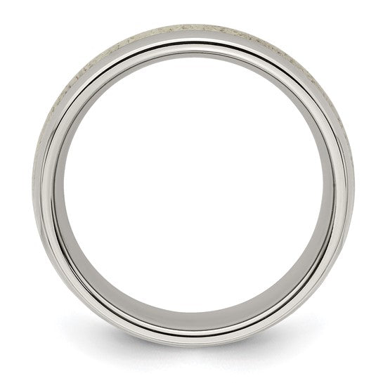 Stainless Steel Polished with Antler Inlay 8mm Band- Sparkle & Jade-SparkleAndJade.com 