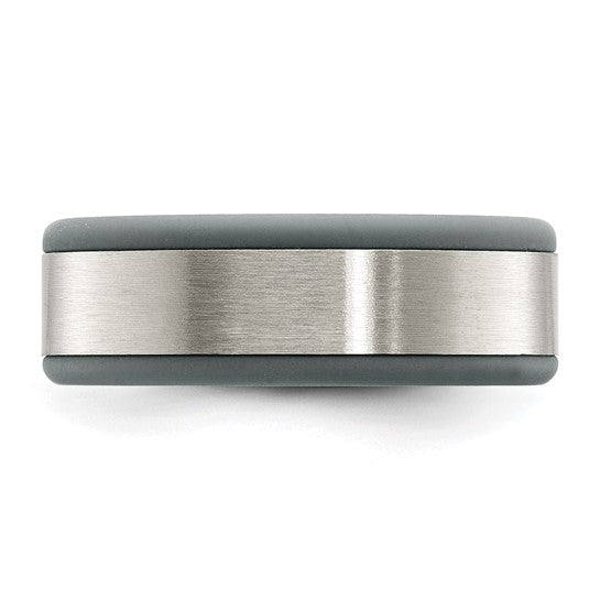 Chisel Stainless Steel Brushed Grey Silicone Center 8mm Band- Sparkle & Jade-SparkleAndJade.com 