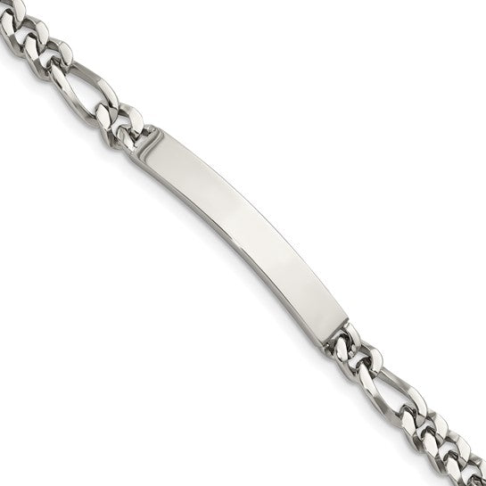 Chisel Stainless Steel Figaro Chain 8.25" ID Bracelet- Sparkle & Jade-SparkleAndJade.com SRB1403-8.25