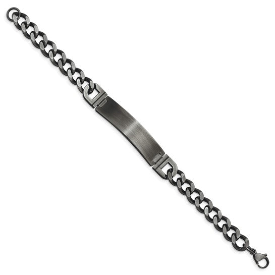 Stainless Steel Brushed Antiqued Curb Chain 8.75 inch ID Bracelet- Sparkle & Jade-SparkleAndJade.com SRB2962-8.75