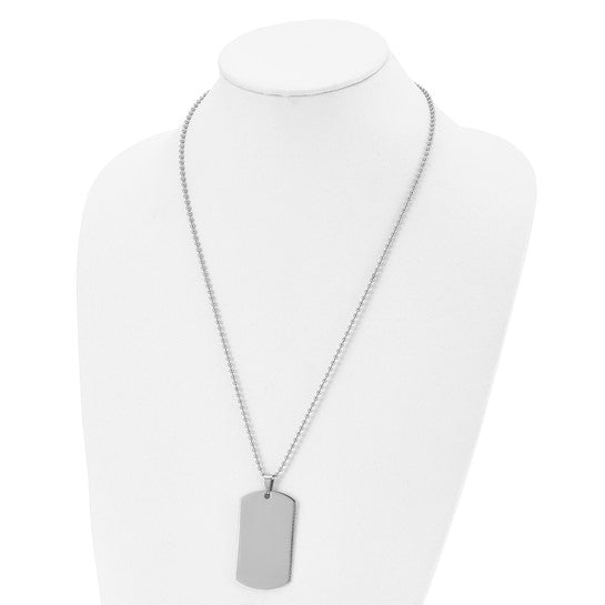 Stainless Steel Polished Rounded Edge 2mm Thick 58x28mm Dog Tag Necklace- Sparkle & Jade-SparkleAndJade.com 