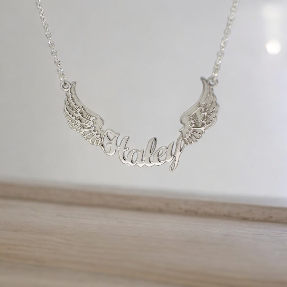 Angel Wings Name Necklace- Sparkle & Jade-SparkleAndJade.com 