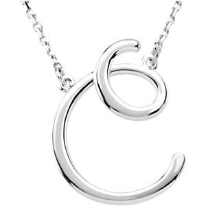 Script Initial Pendant Necklace Sterling Silver or 14k Gold