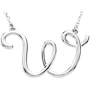 Script Initial Pendant Necklace - A to Z - Sterling Silver or 14k Gold- Sparkle & Jade-SparkleAndJade.com 