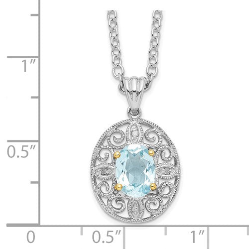 Shey Couture Sterling Silver Sky Blue Topaz and Diamond Necklace- Sparkle & Jade-SparkleAndJade.com QG2735-18