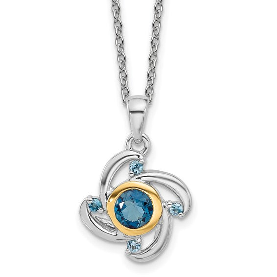 Shey Couture Sterling Silver with 14K Accent London and Swiss Blue and Topaz Necklace- Sparkle & Jade-SparkleAndJade.com QTC1796