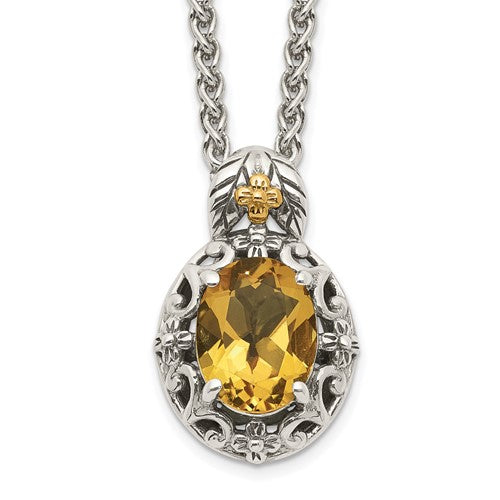 Shey Couture Sterling Silver with 14K accent Antiqued Citrine Necklace- Sparkle & Jade-SparkleAndJade.com QTC1650