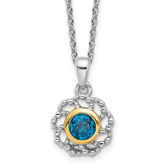 Shey Couture Sterling Silver with 14k Accent London Blue Topaz 18 inch Necklace- Sparkle & Jade-SparkleAndJade.com QTC1810
