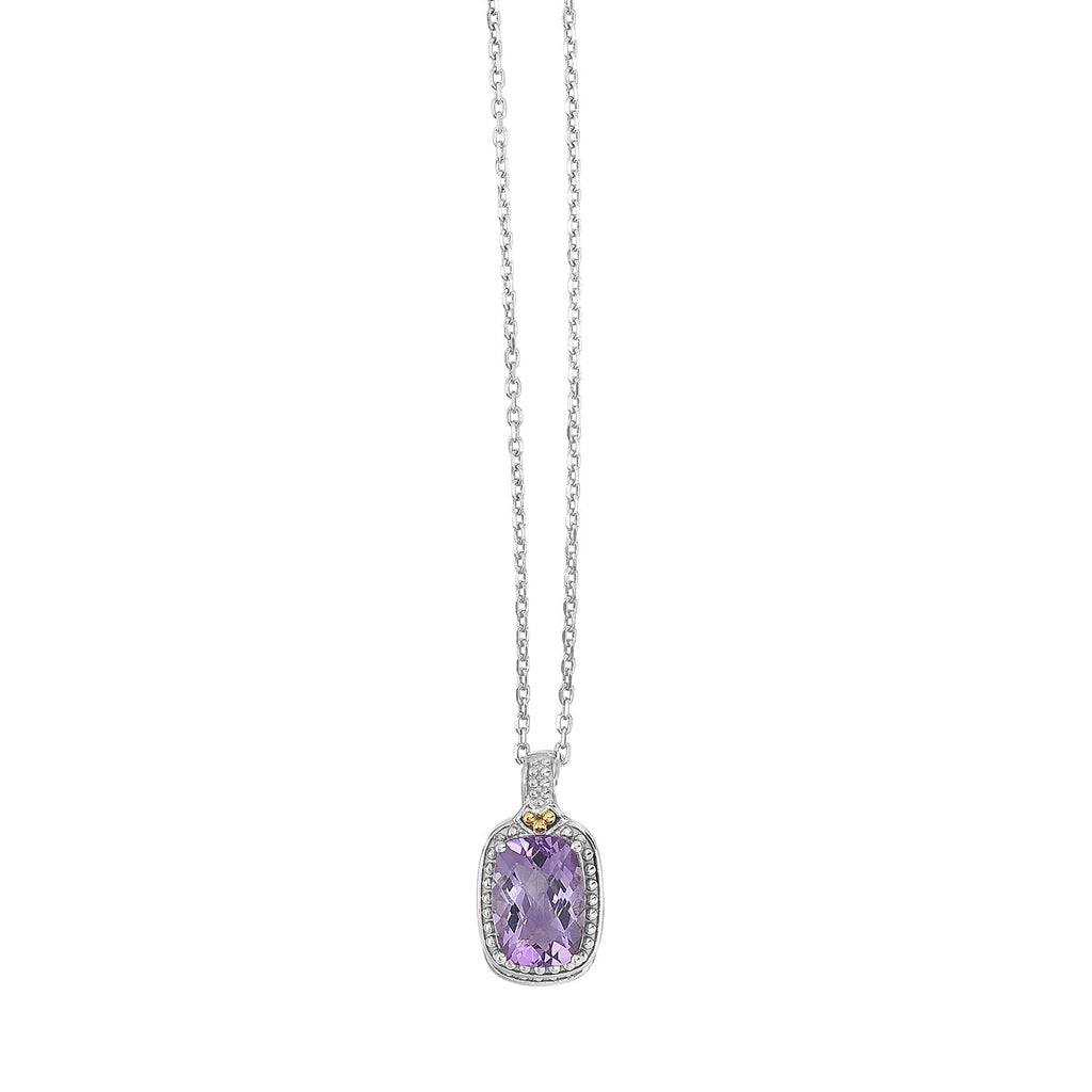 Silver & 18K Cushion Mini Gemstone Necklace- Sparkle & Jade-SparkleAndJade.com SILSET3145-18