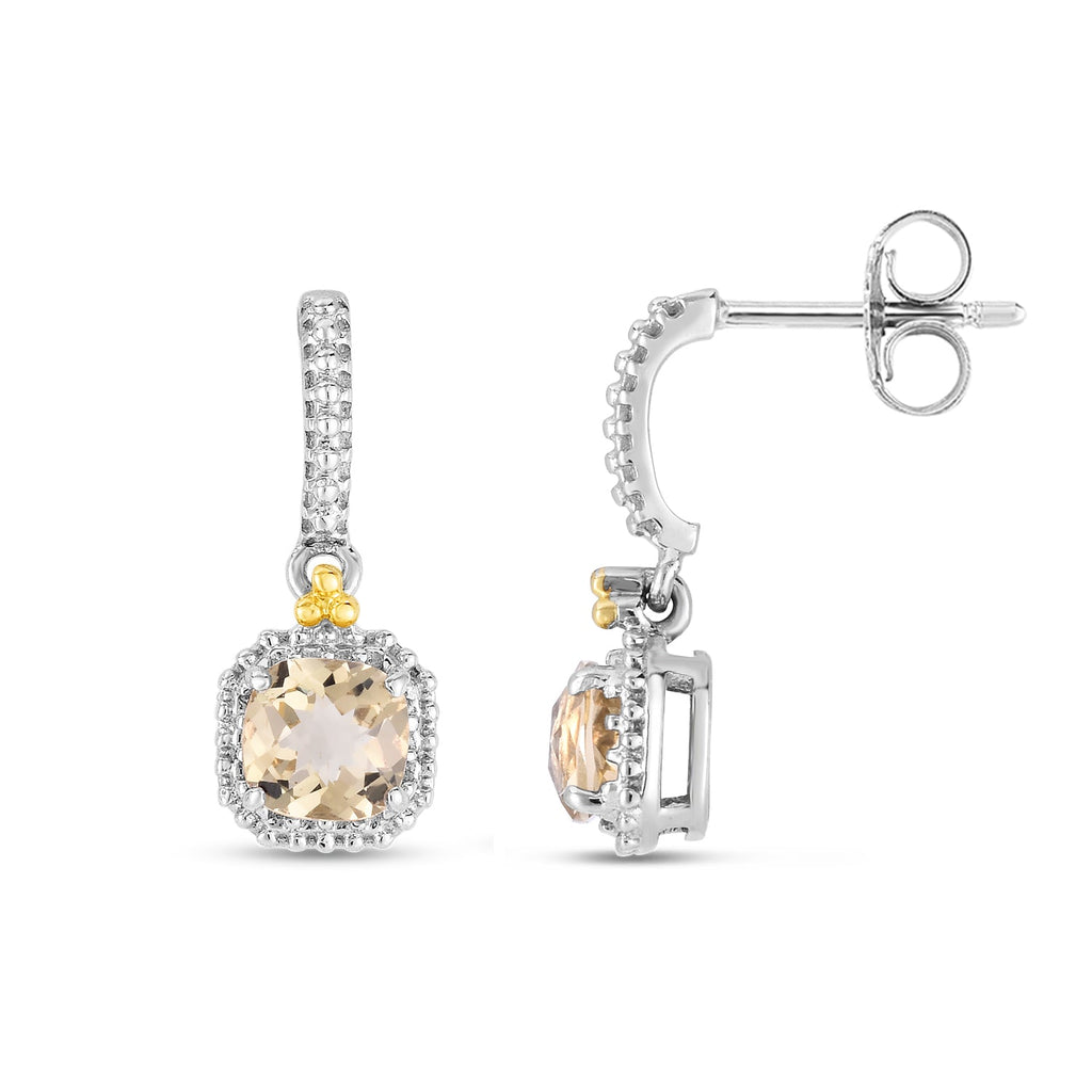 Silver & 18K Gold Gemstone Mini Drop Earrings- Sparkle & Jade-SparkleAndJade.com SILER12065