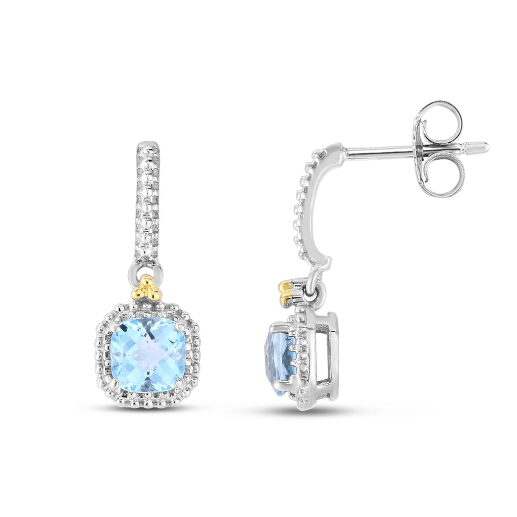 Silver & 18K Gold Gemstone Mini Drop Earrings- Sparkle & Jade-SparkleAndJade.com SILER12066