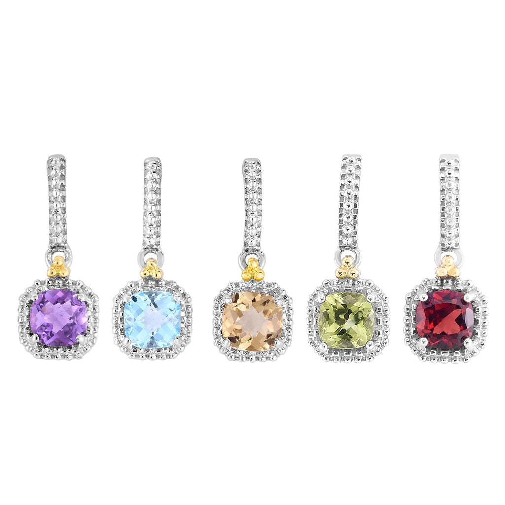 Silver & 18K Gold Gemstone Mini Drop Earrings- Sparkle & Jade-SparkleAndJade.com 