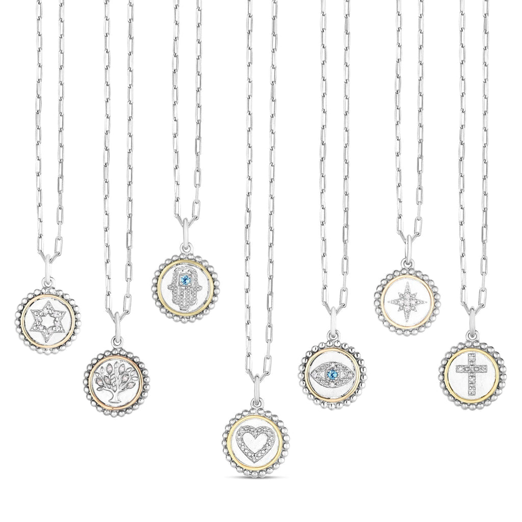 Silver & 18K Gold Medallion Necklace- Sparkle & Jade-SparkleAndJade.com 