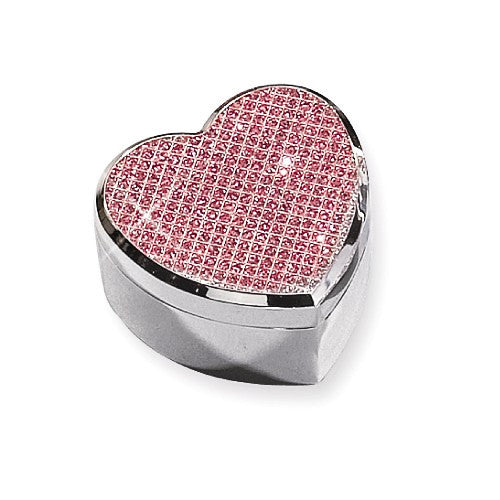 Silver Plated Pink Glitter Heart Jewelry Box- Sparkle & Jade-SparkleAndJade.com GP8582