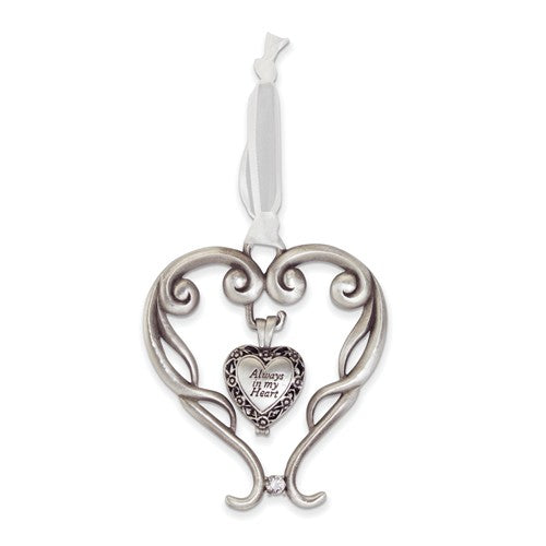 Silver-Tone Enamel Heart Ornament With Alway In My Heart Ash Locket- Sparkle & Jade-SparkleAndJade.com GM21183