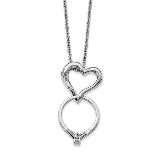 Silver-tone 18 inch Heart Pendant Ring and Face Mask Holder Necklace- Sparkle & Jade-SparkleAndJade.com GM7594