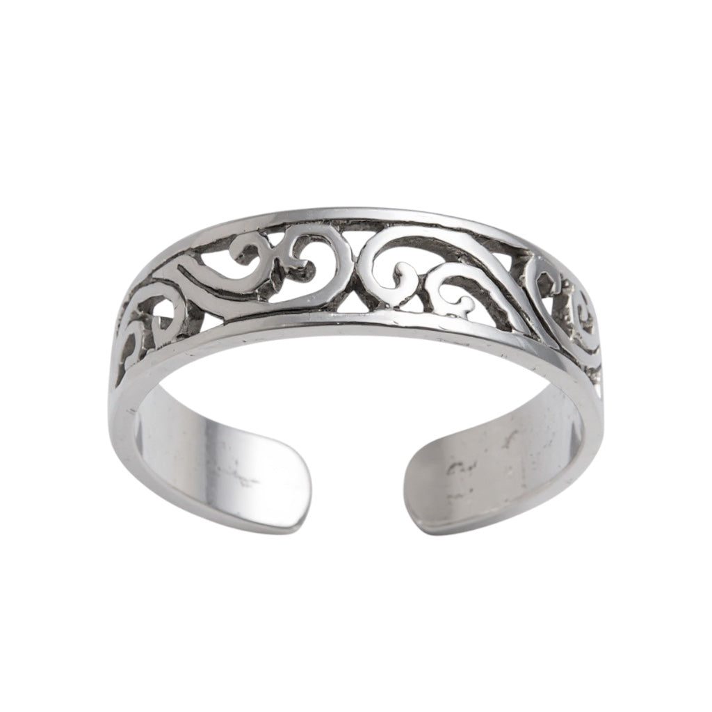 Sterling Silver 4mm Filigree Design Toe Ring- Sparkle & Jade-SparkleAndJade.com 