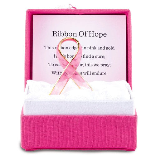 Small Colorburst Messenger Pink Ribbon of Hope Glass Gift