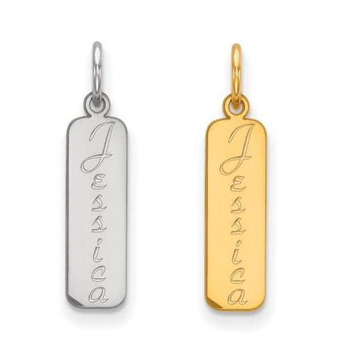 Small Cursive Engraved Pendant Charm - Sterling Silver or Solid Gold- Sparkle & Jade-SparkleAndJade.com 