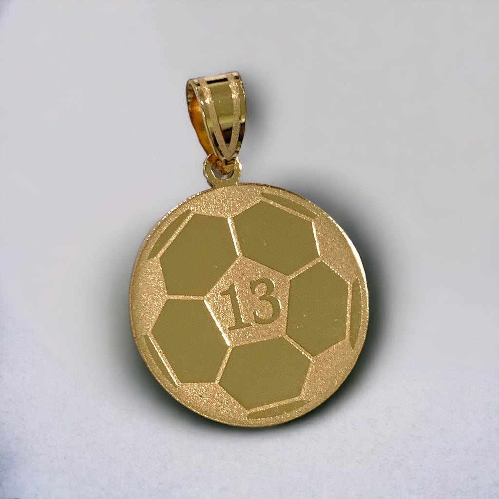 Soccer Ball with Number and Engraved Name Pendant - Sterling Silver or Solid Gold- Sparkle & Jade-SparkleAndJade.com 