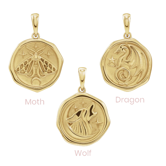 Spirit Animal Pendant - Wolf, Moth or Dragon- Sparkle & Jade-SparkleAndJade.com 