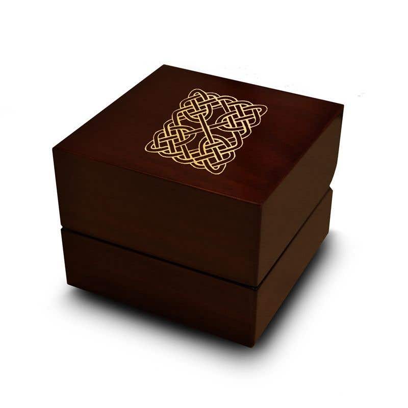 Square Celtic Knot Engraved Wood Ring Box Chocolate Dark Wood Personalized Wooden Wedding Ring Box- Sparkle & Jade-SparkleAndJade.com EWWB-3291