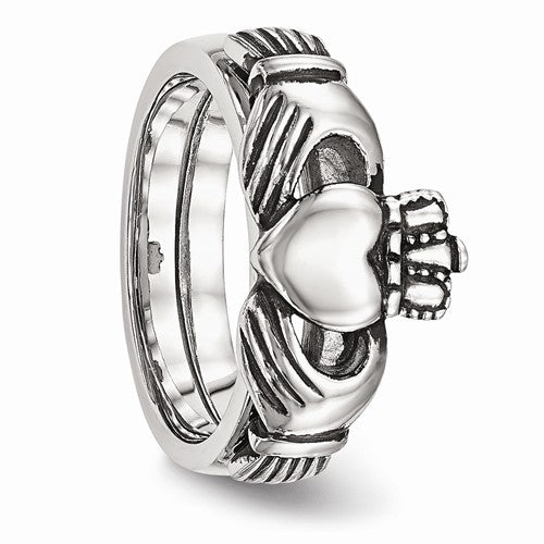 Women's Sterling Silver Claddagh Friendship Ring - Polished Heart Band, Sizes 3-12, .925 Silver