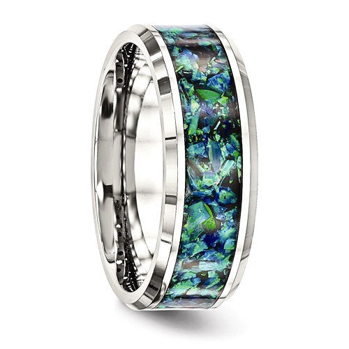 Men's Tungsten Band | Blue Opal outlet Bar Inlay | Tungsten Ring | Engagement Ring | Laser Engrave | Ice Finish Center | Men's Opal Wedding Ring